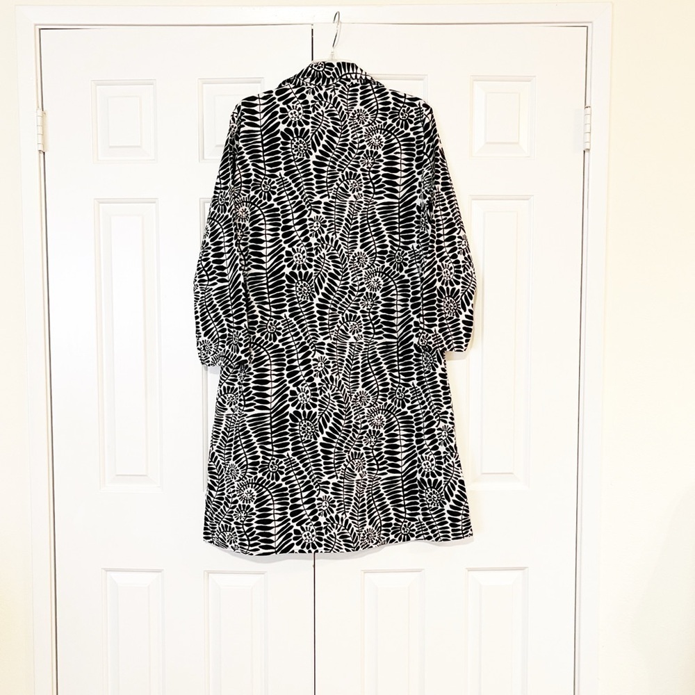 Connie Roberson Black & White Long Sleeve Patterned 100% Cotton Dress - Picture 8 of 14